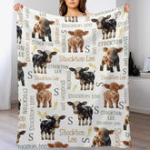Personalized Name Custom Cow Baby Blanket